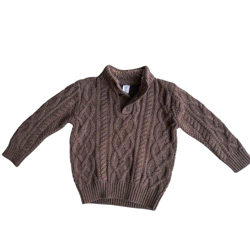 Gap Baby Cable Knit Mock Neck Sweater Cozy Brown Classic 3Y